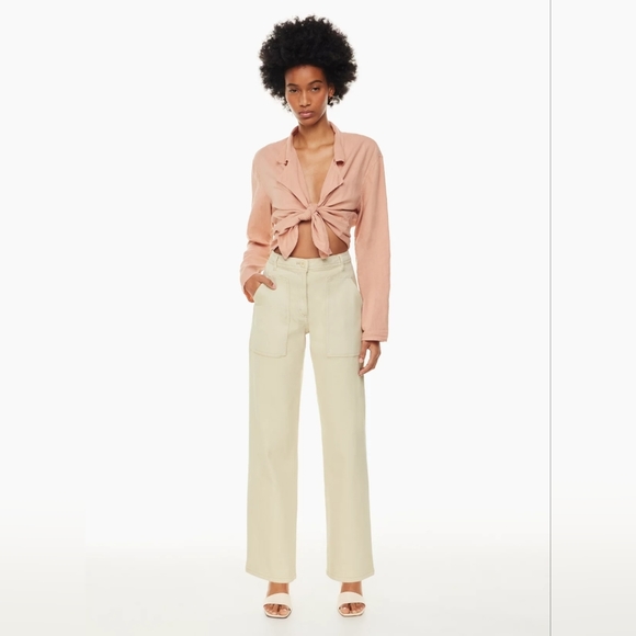 WILFRED  Modern Utility Pant Wide Leg Trouser GD Birch White 2 Aritzia - Picture 3 of 13